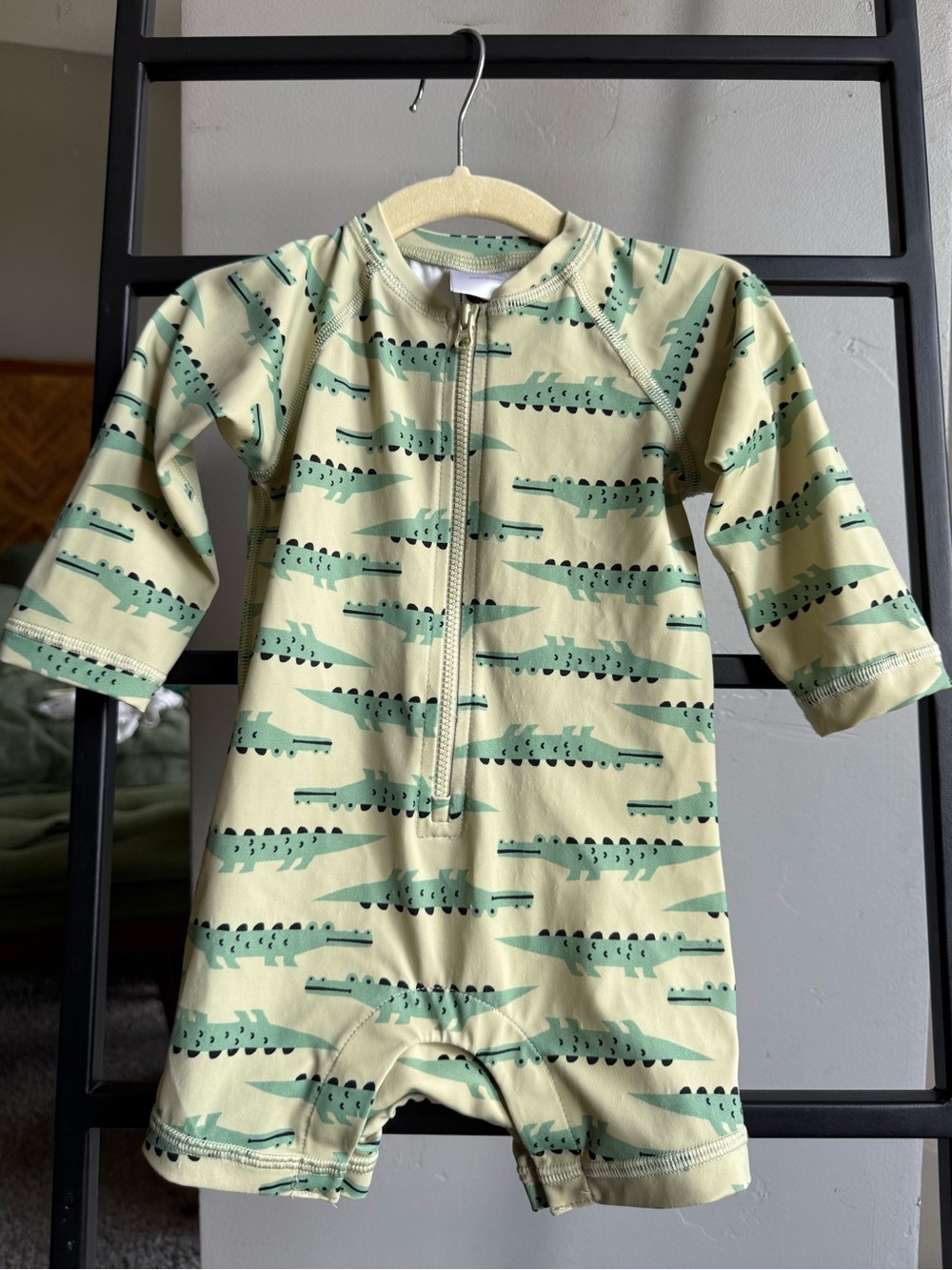 Hanna Andersson Green Crocodile Print One-Piece Swimsuit